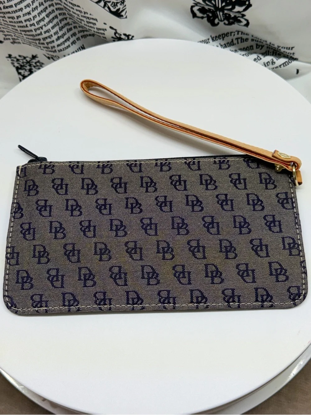 EUC vintage Dooney & Bourke signature monogram canvas wristlet pouch